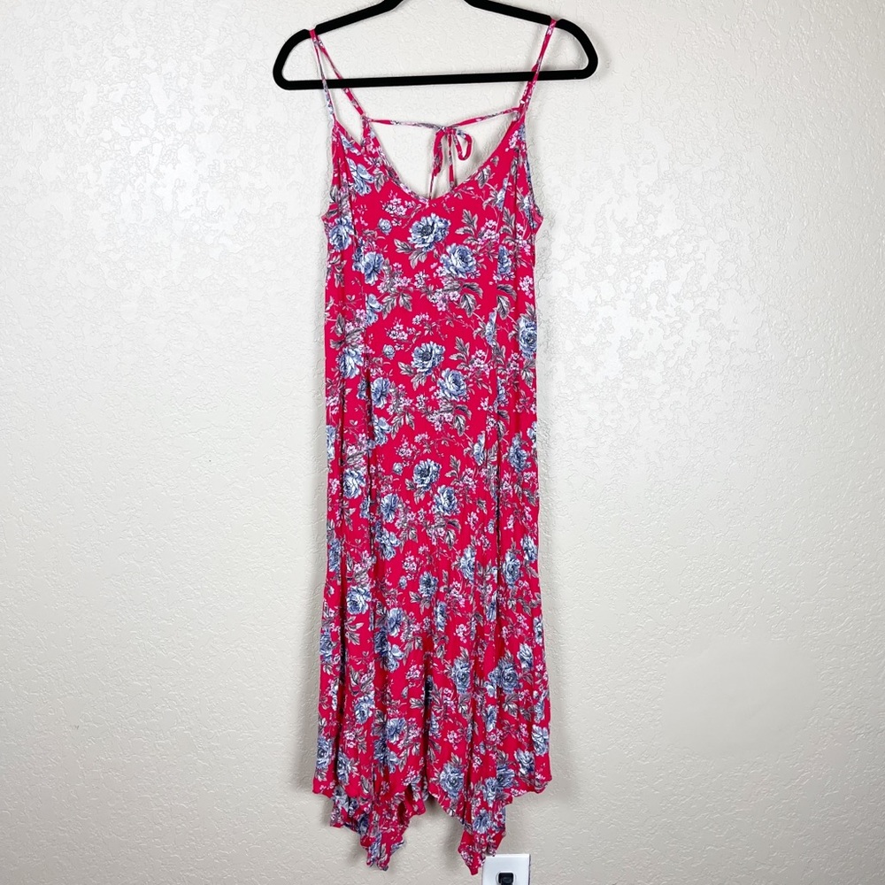 American Eagle red floral print midi dress